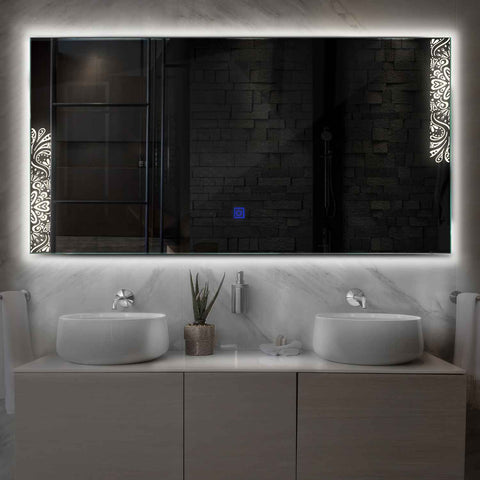 LED Spiegel Rechthoekig | met Touch-Knop | Neutraal wit licht - Reyze Serie Good Vibes Model 4