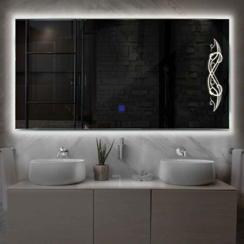 LED Spiegel Rechthoekig | met Touch-Knop | Neutraal wit licht - Reyze Serie Good Vibes Model 6