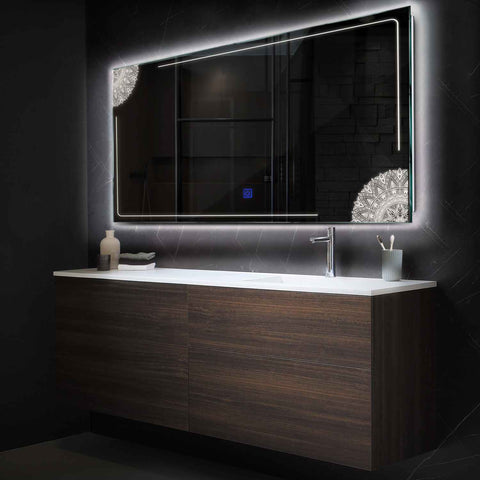 LED Spiegel Rechthoekig | met Touch-Knop | Neutraal wit licht - Reyze Serie Good Vibes Model 7