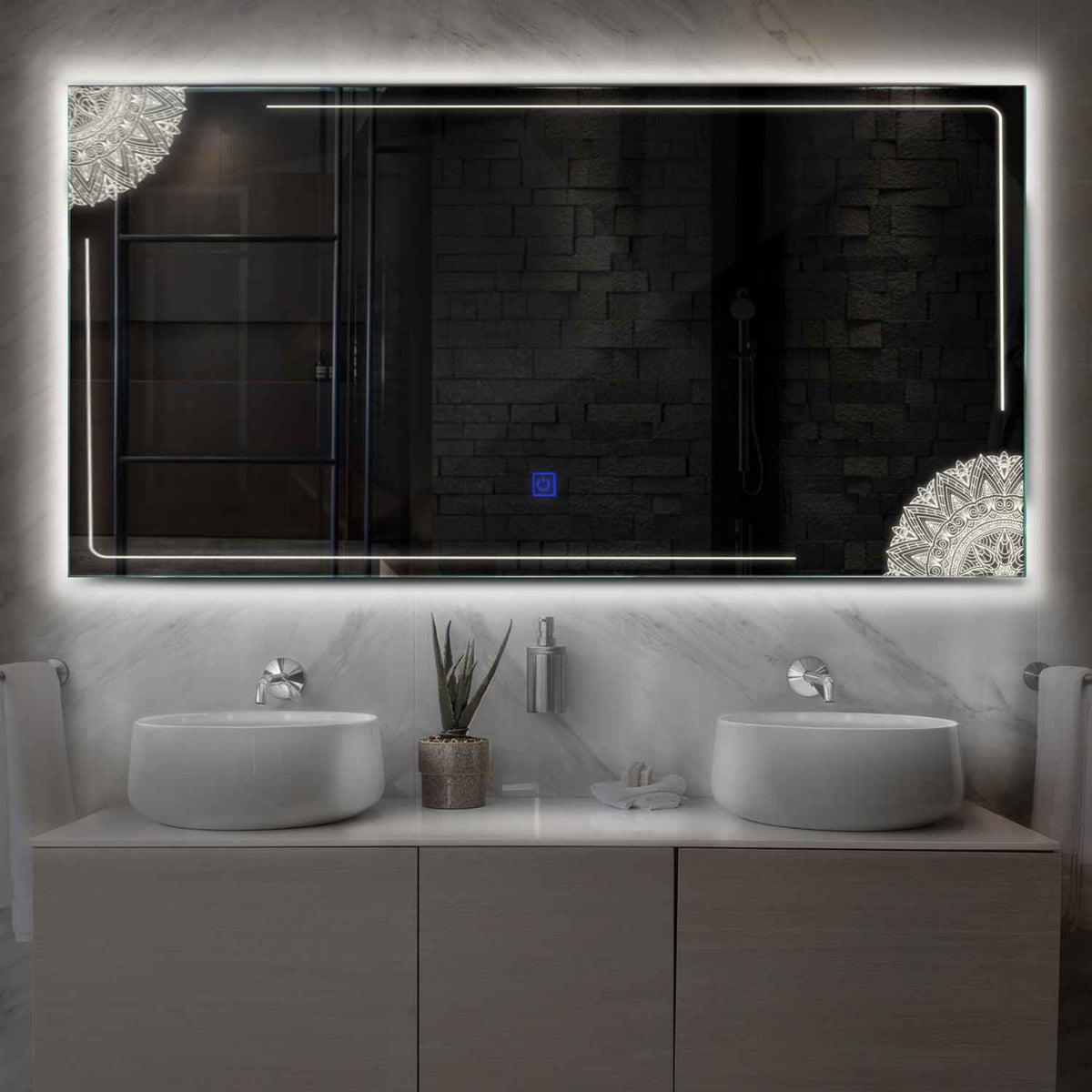LED Spiegel Rechthoekig | met Touch-Knop | Neutraal wit licht - Reyze Serie Good Vibes Model 7