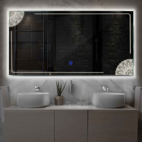 LED Spiegel Rechthoekig | met Touch-Knop | Neutraal wit licht - Reyze Serie Good Vibes Model 7