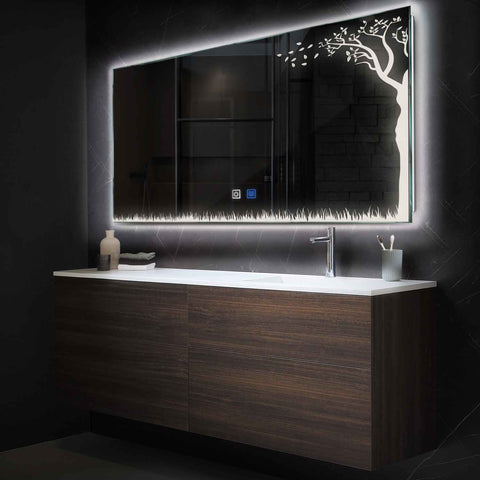 LED Spiegel Rechthoekig | met Touch-Knoppen | en Anti-Condens Functie | Neutraal wit licht - Reyze Serie Good Vibes Model 8