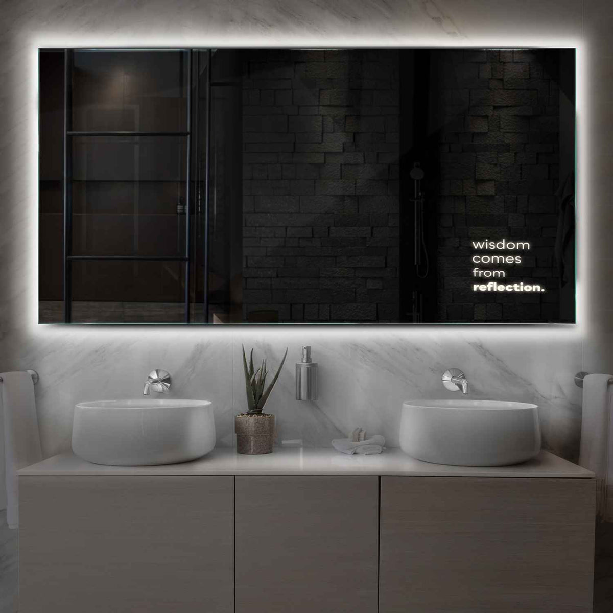 LED Spiegel Rechthoekig | Zonder Touchknoppen | Neutraal wit licht - Reyze Serie Motivated Model 1