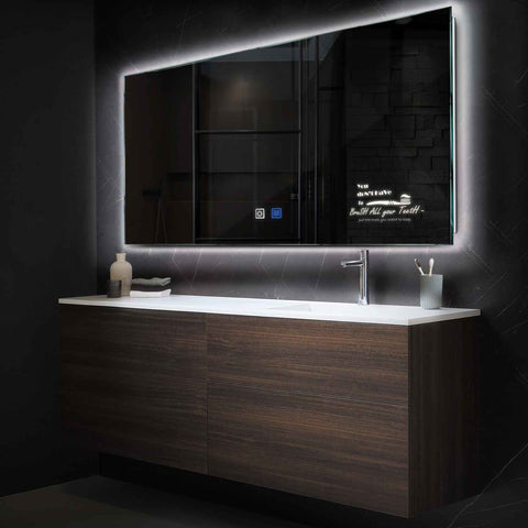 LED Spiegel Rechthoekig | met Touch-Knoppen | en Anti-Condens Functie | Neutraal wit licht - Reyze Serie Motivated Model 3