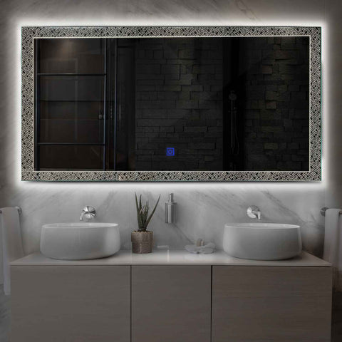 LED Spiegel Rechthoekig | met Touch-Knop | Neutraal wit licht - Reyze Serie Simetria Model 5