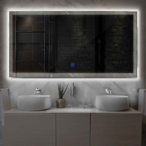 LED Spiegel Rechthoekig | met Touch-Knop | Neutraal wit licht - Reyze Serie Simetria Model 7