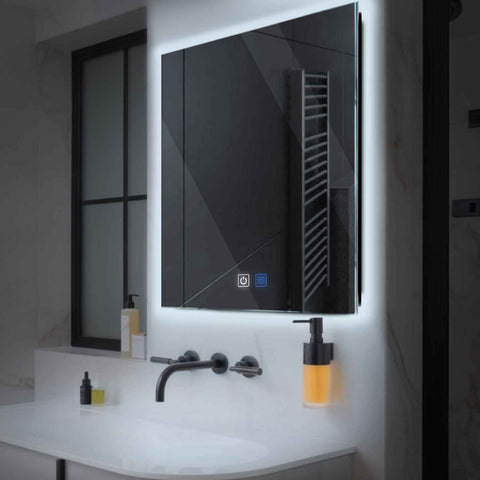 LED Spiegel Vierkant | met Touch-Knoppen | en Anti-Condens Functie | Koud wit licht - Reyze Serie Ambient Model 1