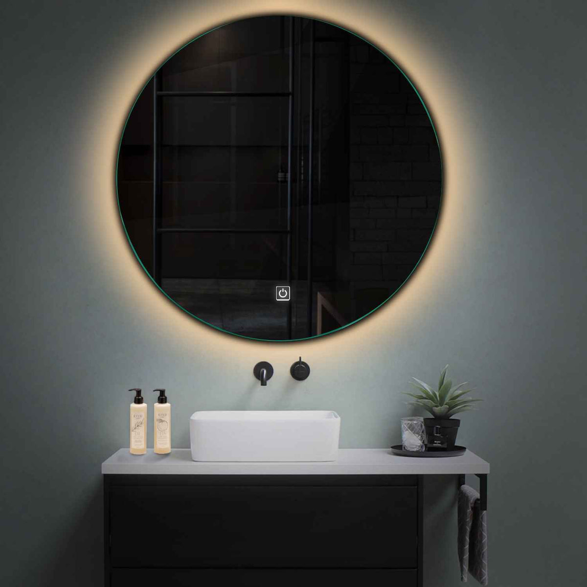 LED Spiegel Rond | met Touch-Knop | Warm Wit Licht - Reyze Serie Ambient Model 1