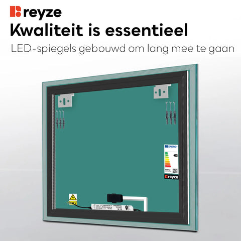LED Spiegel Vierkant | met Touch-Knop | Warm Wit Licht - Reyze Serie Edge Model 1
