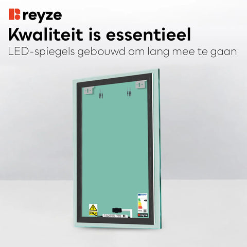 LED Spiegel Verticaal | met Touch-Knop | Warm Wit Licht - Reyze Serie Edge Model 1