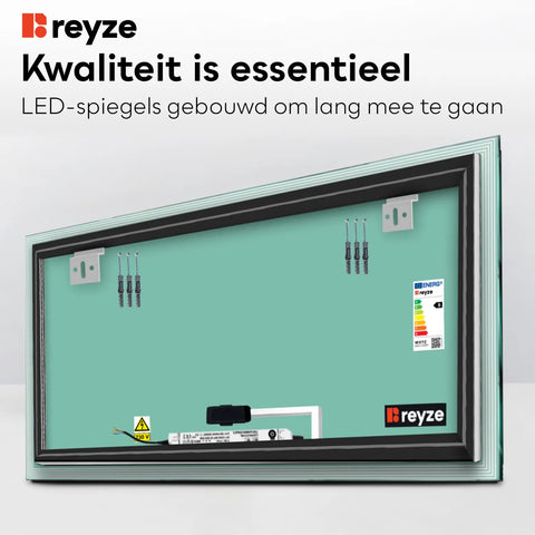 LED Spiegel Rechthoekig | met Touch-Knop | Neutraal wit licht - Reyze Serie Edge Model 1