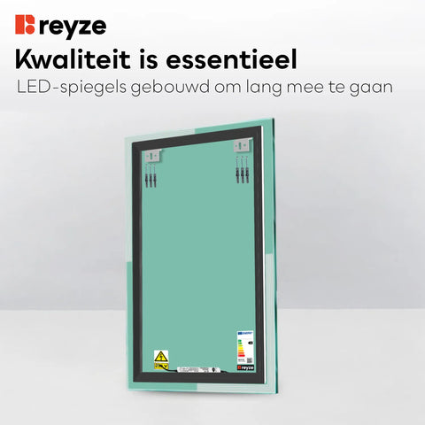 LED Spiegel Verticaal | Zonder Touchknoppen | Warm Wit Licht - Reyze Serie Edge Model 2