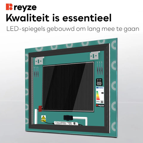 LED Spiegel Vierkant | met Touch-Knoppen | en Anti-Condens Functie | Instelbare lichttemperatuur - Reyze Serie Edge Model 4