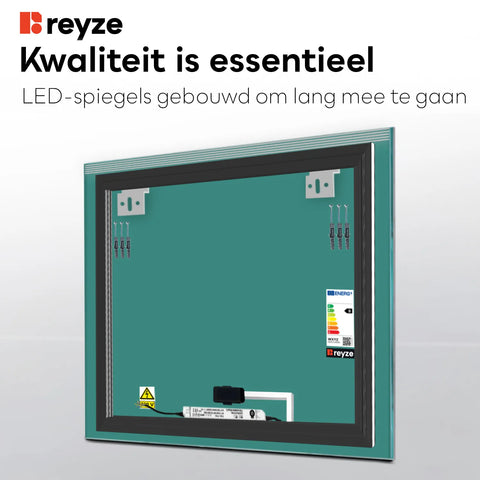 LED Spiegel Vierkant | met Touch-Knop | Warm Wit Licht - Reyze Serie Edge Model 5