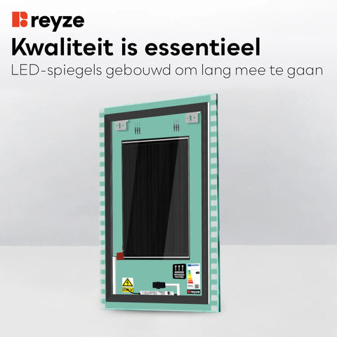 LED Spiegel Verticaal | met Touch-Knoppen | en Anti-Condens Functie | Neutraal wit licht - Reyze Serie Edge Model 6
