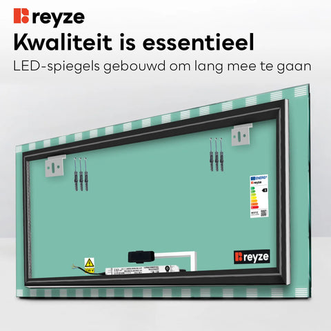 LED Spiegel Rechthoekig | met Touch-Knop | Neutraal wit licht - Reyze Serie Edge Model 6