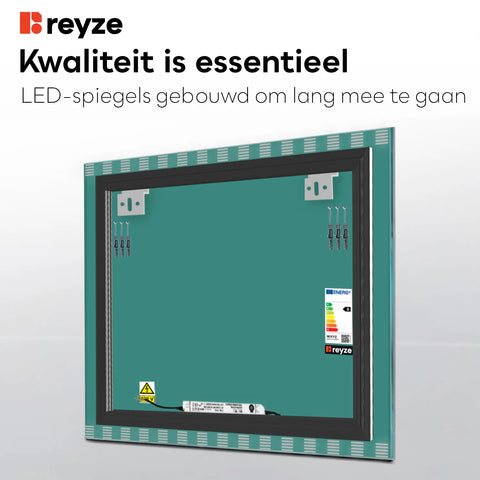 LED Spiegel Vierkant | Zonder Touchknoppen | Koud wit licht - Reyze Serie Edge Model 6