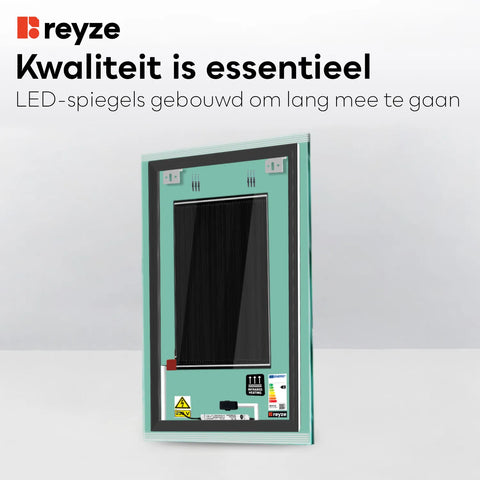 LED Spiegel Verticaal | met Touch-Knoppen | en Anti-Condens Functie | Neutraal wit licht - Reyze Serie Edge Model 8