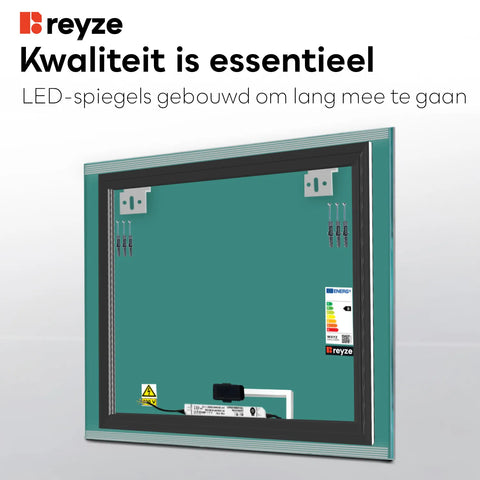 LED Spiegel Vierkant | met Touch-Knop | Warm Wit Licht - Reyze Serie Edge Model 8