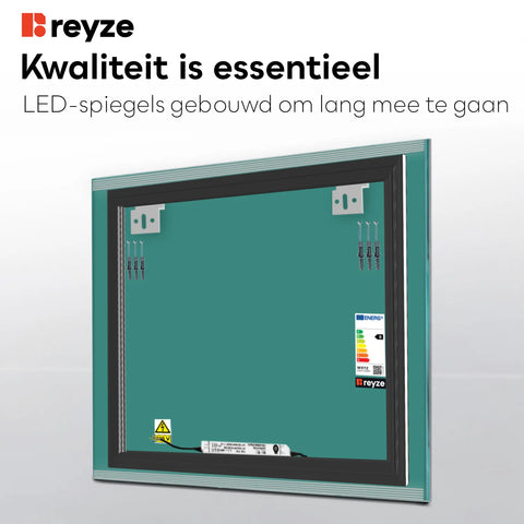 LED Spiegel Vierkant | Zonder Touchknoppen | Neutraal wit licht - Reyze Serie Edge Model 8