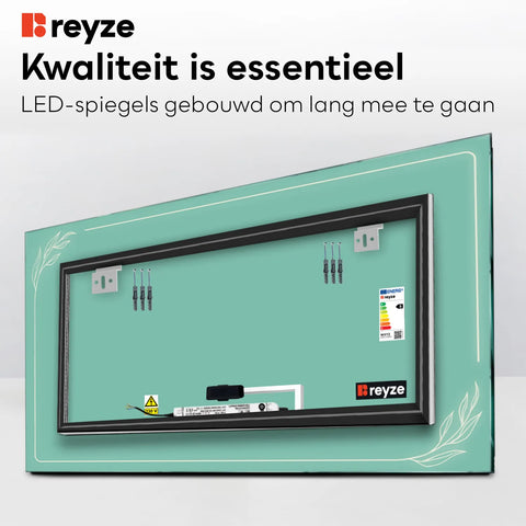 LED Spiegel Rechthoekig | met Touch-Knop | Warm Wit Licht - Reyze Serie Good Vibes Model 1