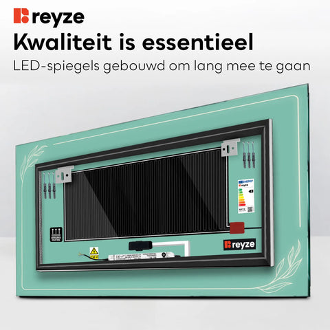 LED Spiegel Rechthoekig | met Touch-Knoppen | en Anti-Condens Functie | Instelbare lichttemperatuur - Reyze Serie Good Vibes Model 1