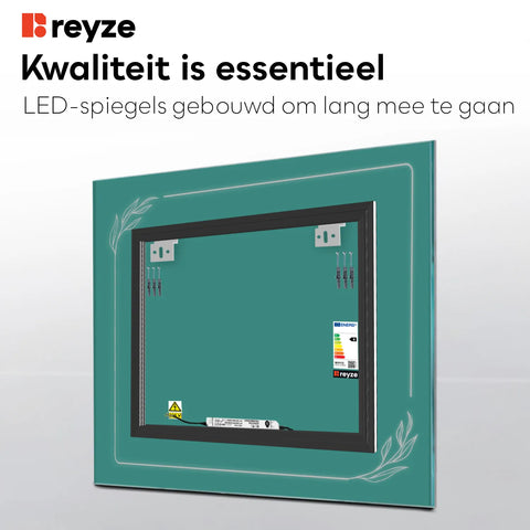 LED Spiegel Vierkant | Zonder Touchknoppen | Koud wit licht - Reyze Serie Good Vibes Model 1