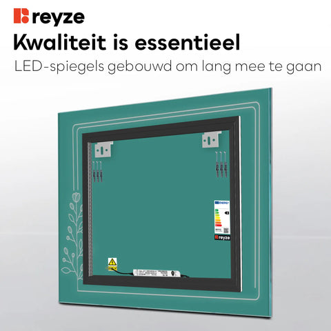 LED Spiegel Vierkant | Zonder Touchknoppen | Neutraal wit licht - Reyze Serie Good Vibes Model 2