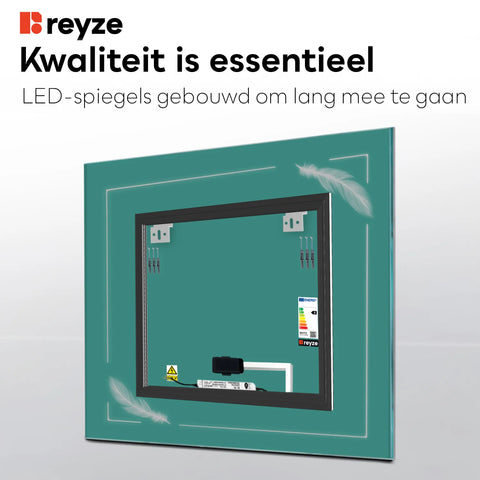 LED Spiegel Vierkant | met Touch-Knop | Koud wit licht - Reyze Serie Good Vibes Model 3
