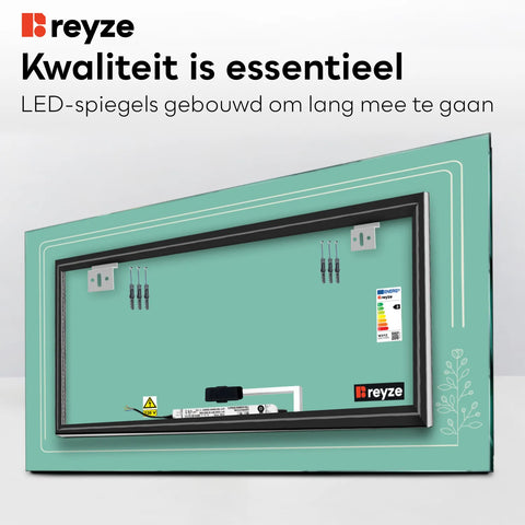 LED Spiegel Rechthoekig | met Touch-Knop | Neutraal wit licht - Reyze Serie Good Vibes Model 3
