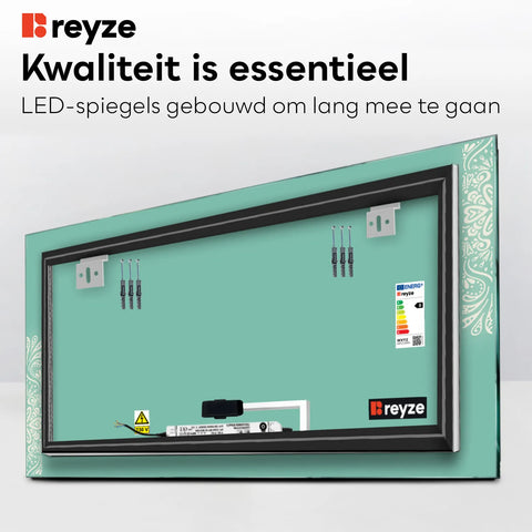 LED Spiegel Rechthoekig | met Touch-Knop | Neutraal wit licht - Reyze Serie Good Vibes Model 4