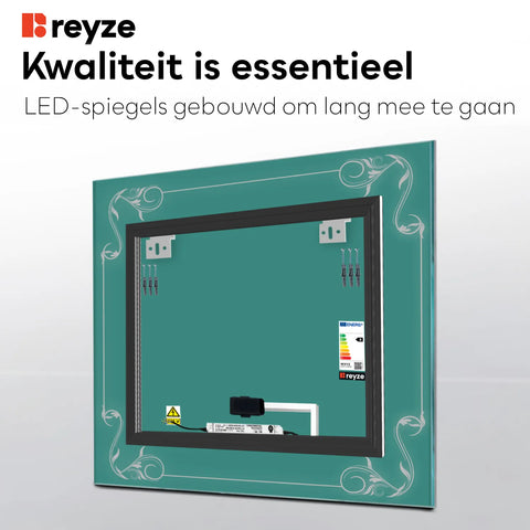 LED Spiegel Vierkant | met Touch-Knop | Koud wit licht - Reyze Serie Good Vibes Model 5