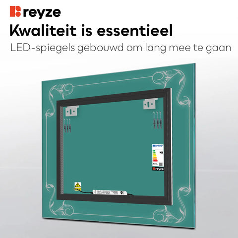 LED Spiegel Vierkant | Zonder Touchknoppen | Koud wit licht - Reyze Serie Good Vibes Model 5