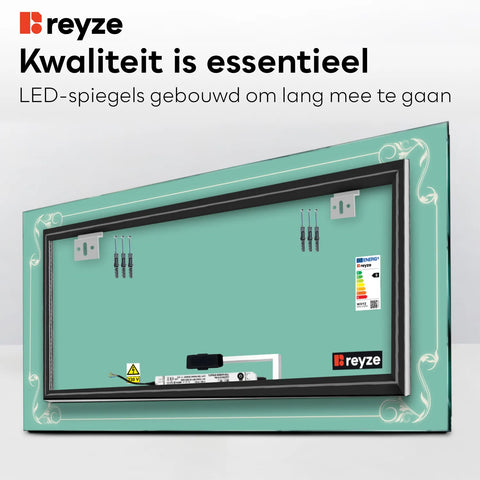 LED Spiegel Rechthoekig | met Touch-Knop | Neutraal wit licht - Reyze Serie Good Vibes Model 5