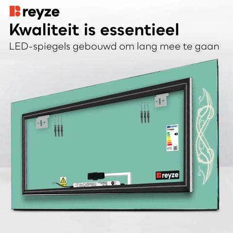 LED Spiegel Rechthoekig | met Touch-Knop | Neutraal wit licht - Reyze Serie Good Vibes Model 6