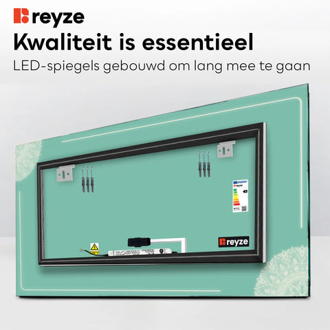 LED Spiegel Rechthoekig | met Touch-Knop | Neutraal wit licht - Reyze Serie Good Vibes Model 7
