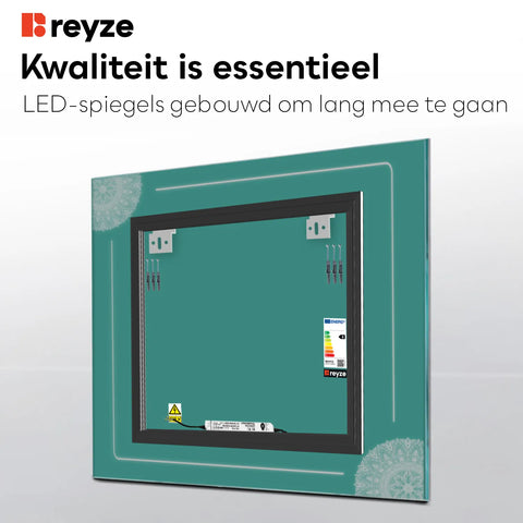 LED Spiegel Vierkant | Zonder Touchknoppen | Koud wit licht - Reyze Serie Good Vibes Model 7