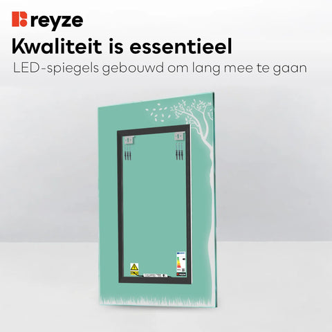 LED Spiegel Verticaal | Zonder Touchknoppen | Warm Wit Licht - Reyze Serie Good Vibes Model 8