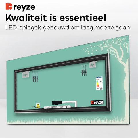 LED Spiegel Rechthoekig | met Touch-Knop | Neutraal wit licht - Reyze Serie Good Vibes Model 8