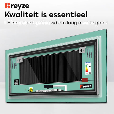 LED Spiegel Rechthoekig | met Touch-Knoppen | en Anti-Condens Functie | Warm Wit Licht - Reyze Serie Minimal Model 1