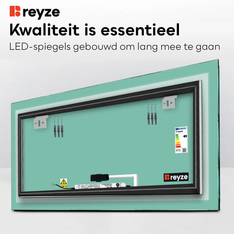 LED Spiegel Rechthoekig | met Touch-Knop | Koud wit licht - Reyze Serie Minimal Model 1