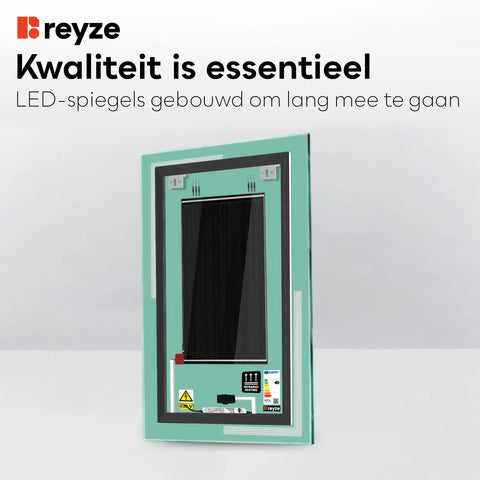 LED Spiegel Verticaal | met Touch-Knoppen | en Anti-Condens Functie | Koud wit licht - Reyze Serie Minimal Model 2