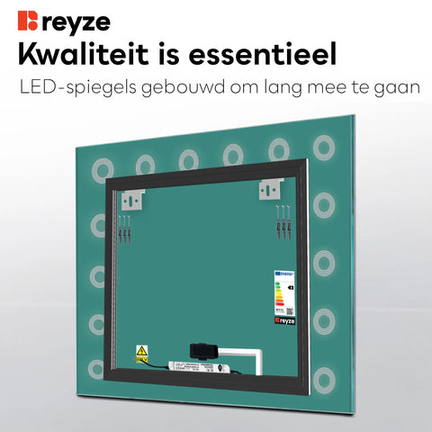 LED Spiegel Vierkant | met Touch-Knop | Neutraal wit licht - Reyze Serie Minimal Model 4