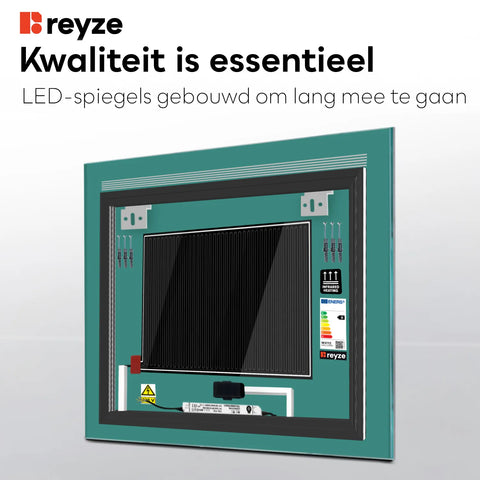 LED Spiegel Vierkant | met Touch-Knoppen | en Anti-Condens Functie | Neutraal wit licht - Reyze Serie Minimal Model 5