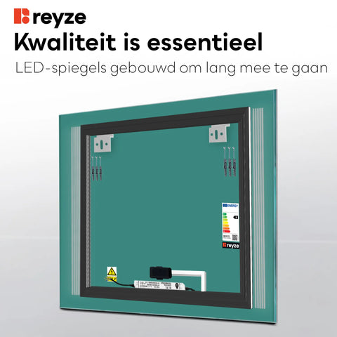 LED Spiegel Vierkant | met Touch-Knop | Neutraal wit licht - Reyze Serie Minimal Model 7