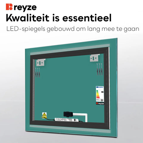 LED Spiegel Vierkant | met Touch-Knop | Warm Wit Licht - Reyze Serie Minimal Model 8
