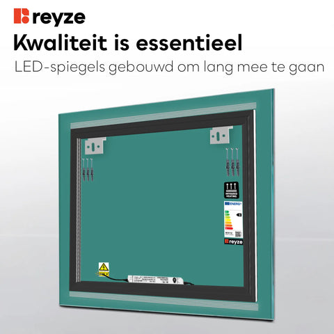 LED Spiegel Vierkant | Zonder Touchknoppen | Koud wit licht - Reyze Serie Minimal Model 8