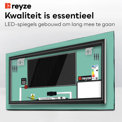 LED Spiegel Rechthoekig | met Touch-Knoppen | en Anti-Condens Functie | Warm Wit Licht - Reyze Serie Motivated Model 1