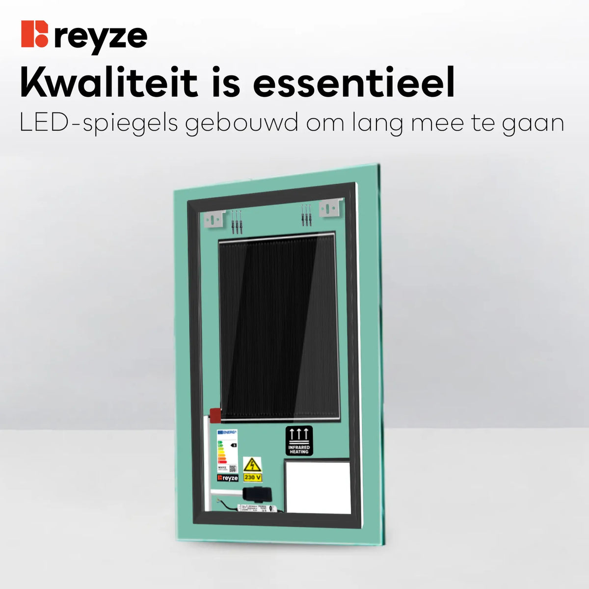 LED Spiegel Verticaal | met Touch-Knoppen | en Anti-Condens Functie | Koud wit licht - Reyze Serie Motivated Model 4