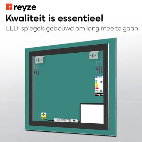 LED Spiegel Vierkant | Zonder Touchknoppen | Neutraal wit licht - Reyze Serie Motivated Model 5
